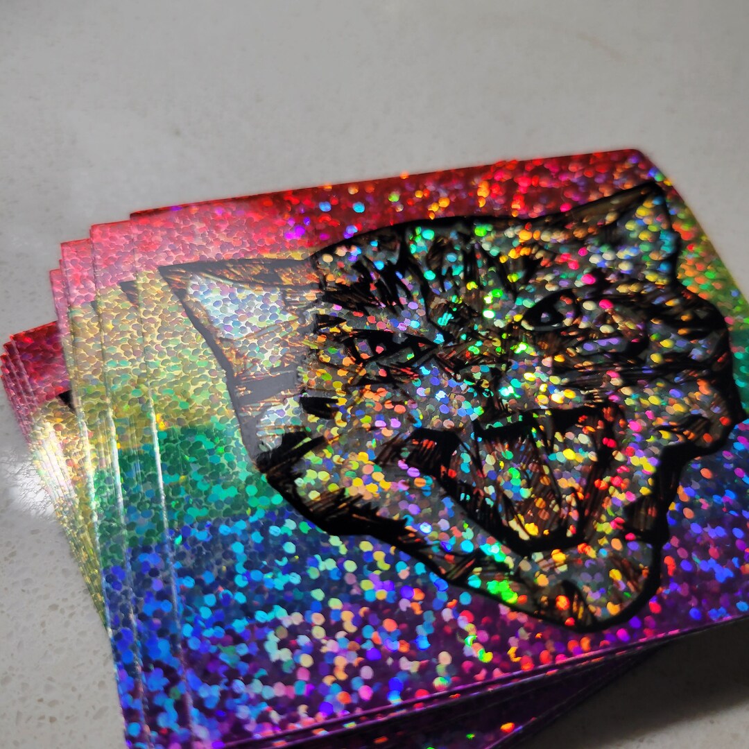 Graphic Hissing Tabby Cat Gay Pride Holographic Glitter Sticker - Etsy