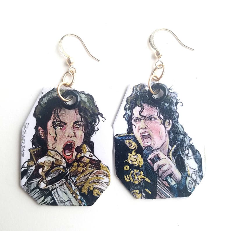 Michael Jackson King of Pop hand-painted earrings