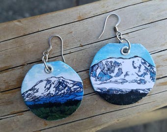 Mt Adams - pdx hand-painted mountain earrings - Washington State nature
