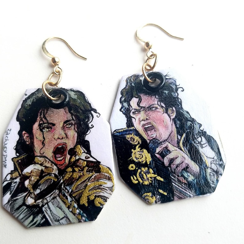 Michael Jackson King of Pop hand-painted earrings