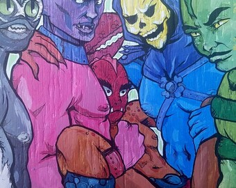 Bad Boy Bonding - Masters of the Universe Gay Bear Love bara limited matted giclee print - He-Man