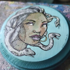 Beautiful Black Medusa Painting acrylic on Wood Mythology - Etsy