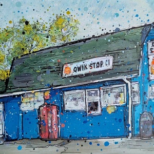 Ashland Maine local landmark Ice Cream stand landscape matted giclee print