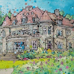 Portland Oregon local landmark Pittock Mansion Limited Matted Giclee Print