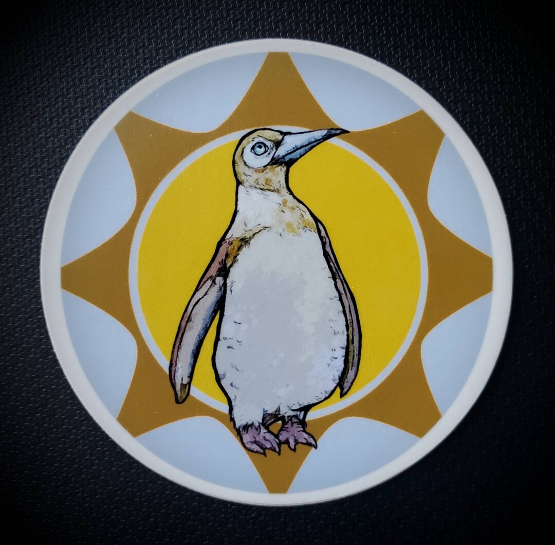 Graphic Matte Finish Round Yellow Penguin Vinyl Sticker - Main Image