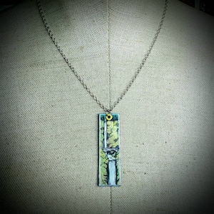 Multnomah Falls and Bridge hand-painted Silver Leaf charm necklace