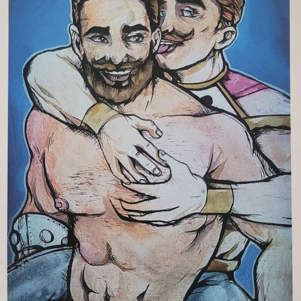 Fisto and Bow - Masters of the Universe Gay Bear Love bara limited matted giclee print - He-Man