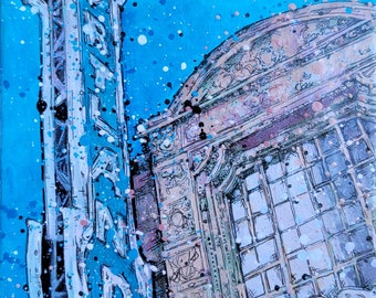 Arlene Schnitzer Concert Hall Print: Portland Landmark, Rococo Revival (5x7 Giclee in 8x10 Matting)