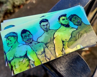 Holographic Sexy Orcs Vinyl Sticker - Glossy Finish - orc art
