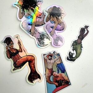 Holographic Mermaid and Merman Vinyl Sticker Pack