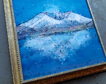 Mount St. Helens und Spirit Lake monochrom Landschaft Natur umrahmt Berg Malerei Wandkunst Wohnkultur