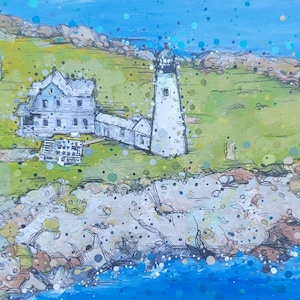 Wood Island Lighthouse Nature St George Maine landscape matted giclee print