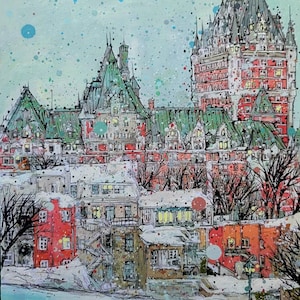 Winter Carnaval at Fairmont Le Château Frontenac Quebec City Canada limited matted print