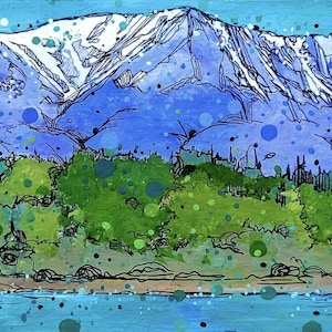 Mount Katahdin Maine local landmark landscape Baxter State Park matted limited print