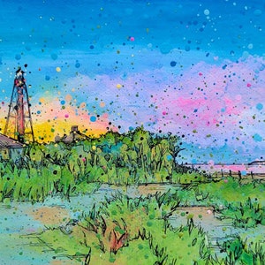 Point Ybel Lighthouse small Nature Sanibel Island Florida landscape limited matted charity print