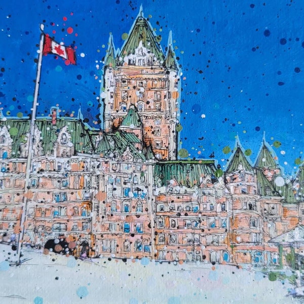 Winter at Fairmont Le Château Frontenac Quebec City Canada Limited Matted Giclee Print