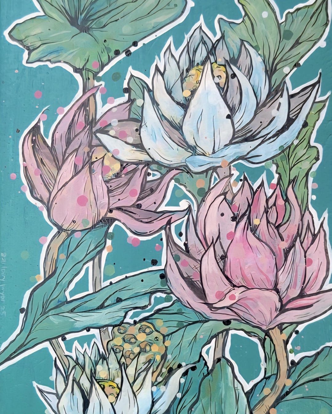 Pink and White Lotus Flower Art Print: Botanical Wall Decor - Etsy