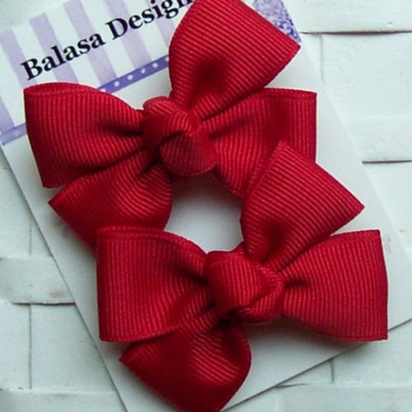 Boutique Red Hair Bow Pair