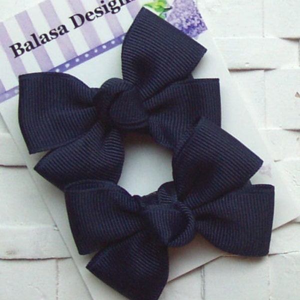 Boutique Navy Hair Bow Pair