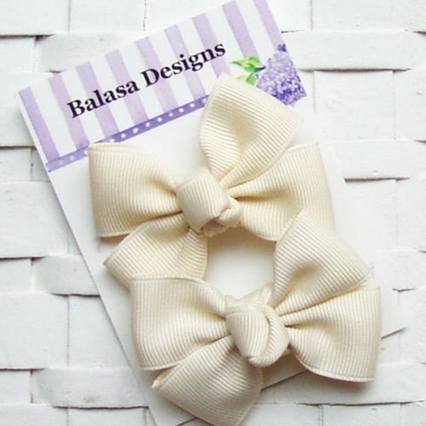 Boutique Ivory Hair Bow Pair