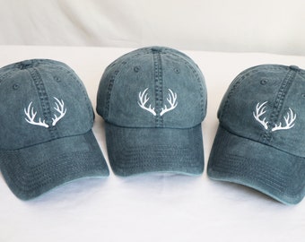 Deer Horn Baseball Cap Embroidered Cotton Adjustable Dad Hat,Deer Horns Embroidered Dad Hat, Dad Cap, Adjustable Baseball Cap Gift for Him