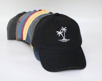 Palm Tree Embroidered Hat,Embroidered Palm Tree Baseball Hat,Tiny Design Palm Tree Cap,Summer Beach Hats,Bridesmaid Gifts,Summer Beach Hats