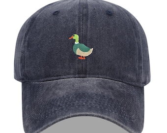 Bawełniana czapka vintage, czapka baseballowa z haftem kaczki, czapka unisex z kaczką w stylu vintage, czapka z daszkiem Cool Dad Bird Personalizuj samodzielnie