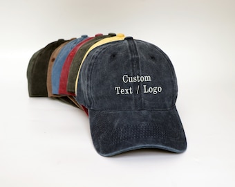 Gorra vintage personalizada - Sombrero de papá de algodón unisex bordado personalizado con texto personalizado - Gorra de regalo Snapback de talla única para él y ella