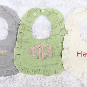Baby Bib, Personalized, Baby Shower Gift, Baby Boy Monogram, Baby Girl Monogram,Personalized Soft Muslin Bib with Name Snap Closure Baby