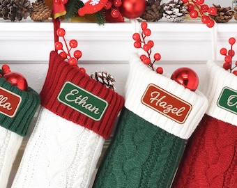 2025 Embroidered Christmas Stocking, Knitted Family Stocking, Personalized Xmas Stocking with Name,Holiday Stockings,Christmas Family Gifts