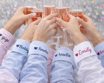 Camisa abotonada con detalle de puño bordado, camisa abotonada para la fiesta nupcial, camisa minimalista abotonada para el día de la boda, mini camisa Oxford costera con monograma