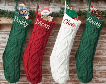 2025 Embroidered Christmas Stocking, Personalized Christmas Stocking, Red Xmas Stockings, Custom Stocking with Name, Holiday Decor Gift