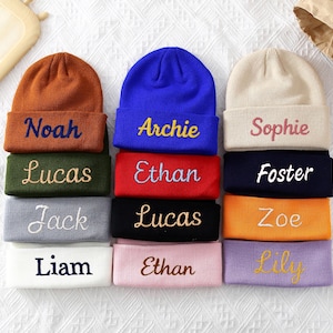 Gebreide muts, aangepaste babymutsje, pasgeboren baby peuter kinderen jeugd kind, gepersonaliseerde naam babymutsje, leren naam patch beanie
