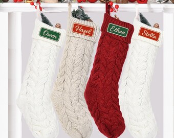 2025 Embroidered Christmas Stocking, Knitted Family Stocking, Personalized Xmas Stocking with Name,Holiday Stockings,Christmas Family Gifts