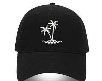 Palm Tree Embroidered Hat, baseball cap, dad hat, vacation, Tropical, Beach, Best Friends, Salt Life, Palm Tree Embroidered Hat