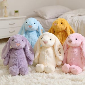 Custom Stuffed Animal, Christmas Gift, Toddler Gift, Plush Bunny with name, Nursery Decor, Baby Shower Gift, Newborn Gift, Embroidered Bunny