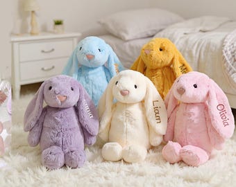 Aangepaste knuffel, kerstcadeau, peutercadeau, pluche konijntje met naam, decor kinderkamer, babyshowercadeau, cadeau pasgeborene, geborduurd konijntje