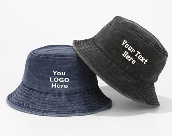 Personalized Text Embroidered Unisex Bucket Hat, Custom Your Text Hat,Customized Embroidered Bucket Hat Custom Text Embroidery Bucket Hat