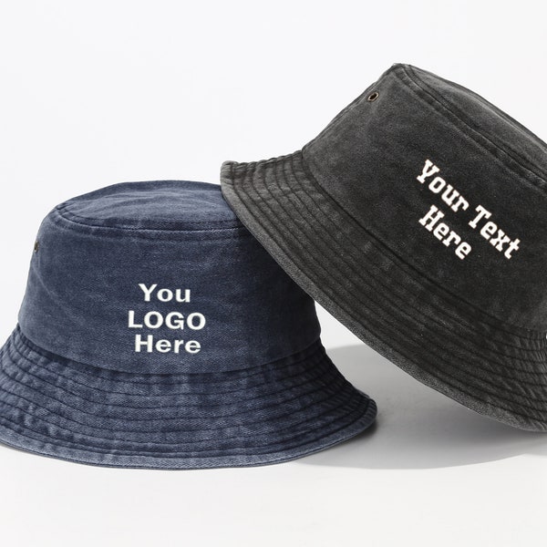 Personalized Text Embroidered Unisex Bucket Hat, Custom Your Text Hat,Customized Embroidered Bucket Hat Custom Text Embroidery Bucket Hat