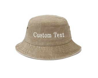 Customized Embroidered Bucket Hat Custom Text Bucket Hat Summer Hat Personalized Gift Vacation Travel Beach Bucket HatCustom Embroidered Hat