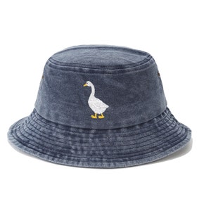 Vintage Mesh Bucket Hat with Fun Goose Design Packable Sun Hat for Summer Funny Bucket Hats Bucket Hats Funny Goose Silly Goose On The  main image 3