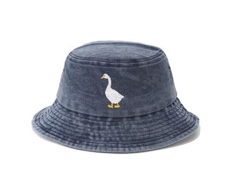 bucket hat,Silly Goose Camping Cap, Embroidered Funny Duck Cotton Hat, Cute Couple Matching Summer Cap,Gift For Her,Goose Hat Gift