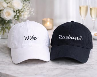 Personalized Wife and Husband Hats, Mr and Mrs Baseball Caps, Just Married Couple Hats, Honeymoon Gift, Wedding Shower Gift