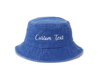 Personalized Text Embroidered Unisex Bucket Hat, Custom Your Text Hat,Embroidered Bucket hat Custom hat Personalization Sun hat Gift for her