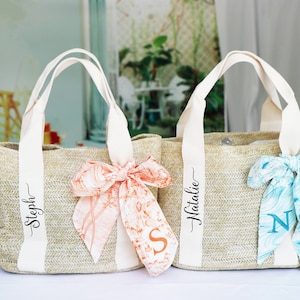 sonalized Beach straw bags,Bridesmaid Burlap Tote Bags,Bridesmaid gift Bag,Beach Tote Bag,Bridal shower bag,Bachelorette&Wedding Gift Bag