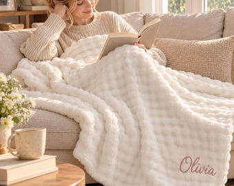 Personalized Embroidered Blanket, Custom Name Soft Plush Throw, Cozy Gift for Mom or Grandma, Christmas Gift
