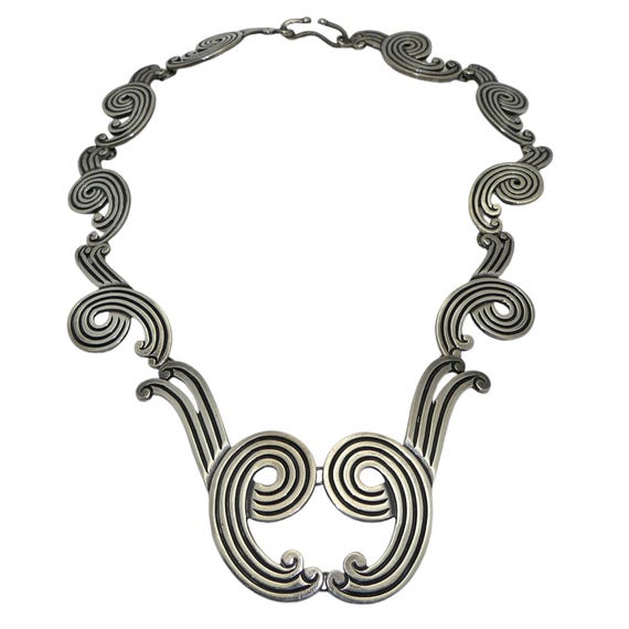Vintage Los Castillo Taxco Mexican Stering Silver Incised Spirals 