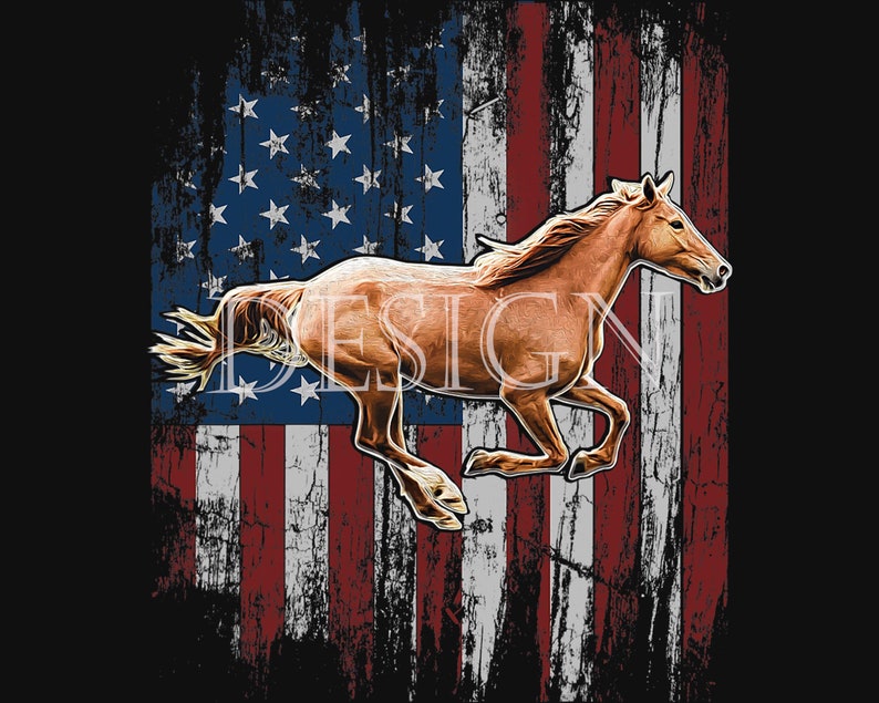 Patriotic Horse American Flag Horseback Riding Farm Png File Etsy