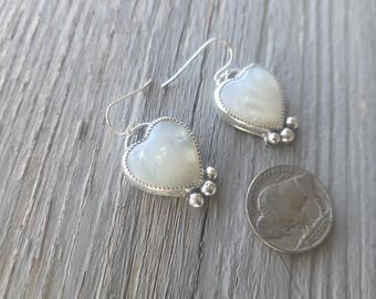 Heart Mother of Pearl Dangle Earrings