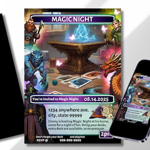MTG Einladung - Spielabend bearbeitbare benutzerdefinierte Kartenvorlage